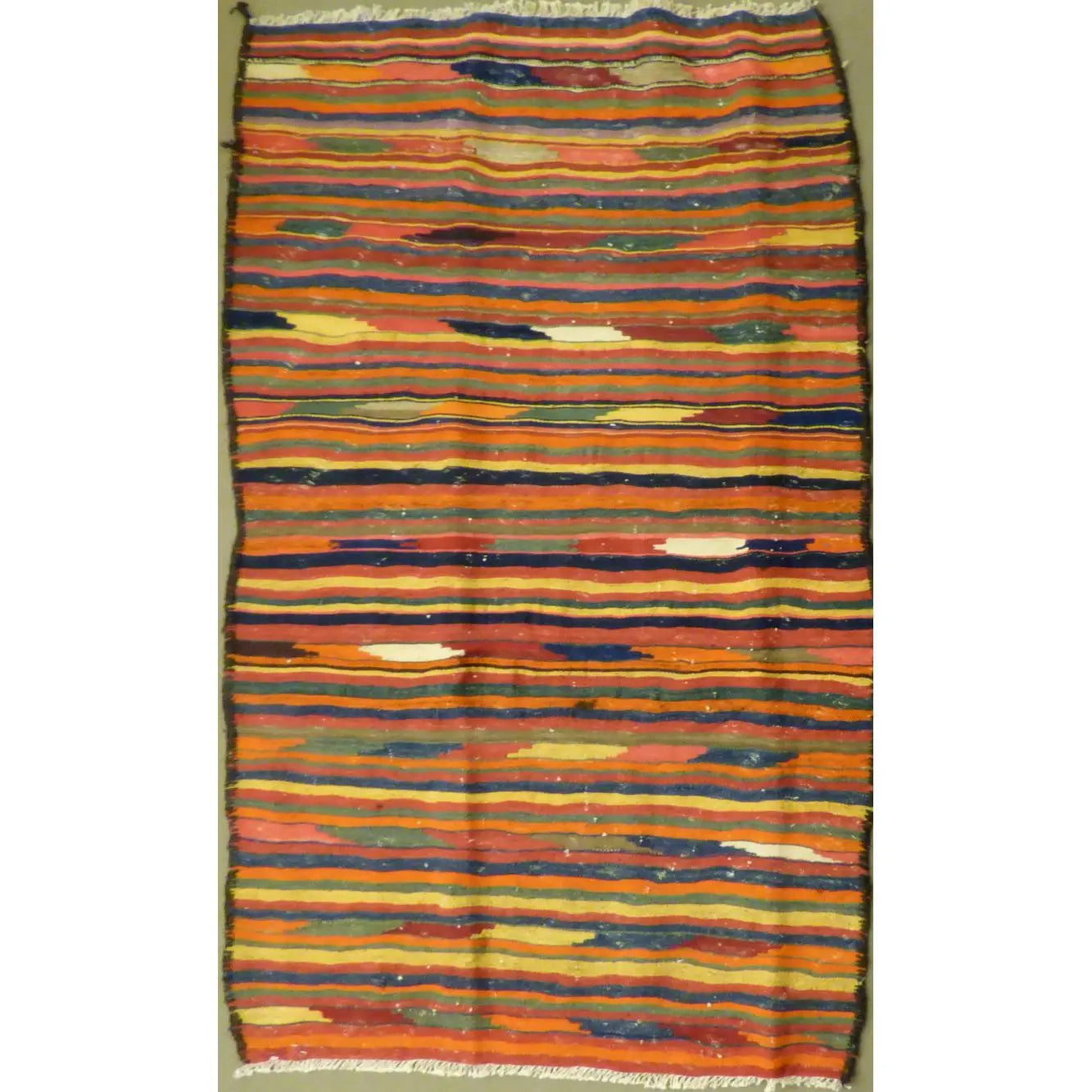 One Of The Kind Authentic Hand-Knotted Sanandaj Vintage Kilim 7'6" X 3'4"